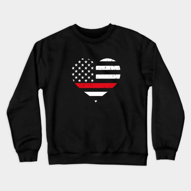 Firefighter Heart - Thin Red Line Flag - Firefighter Wife Crewneck Sweatshirt by bluelinemotivation